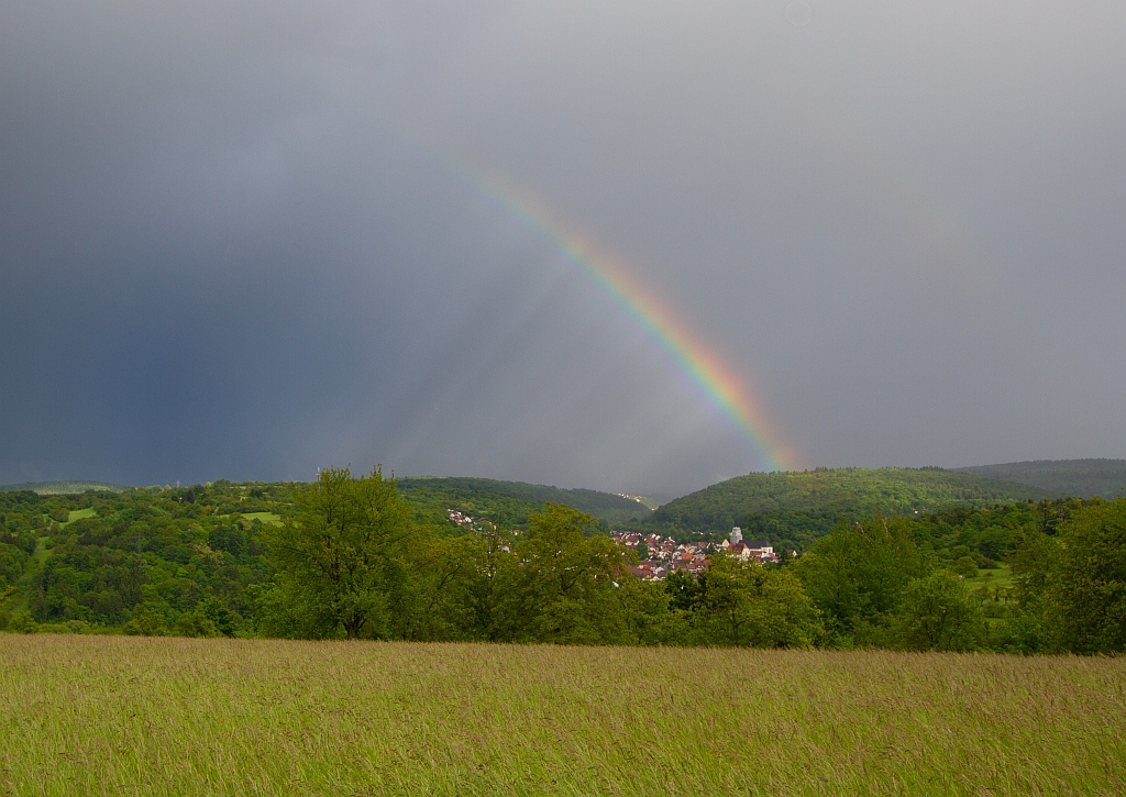 Regenbogen mit Gegendmmrungsstrahlen 11.05.2014